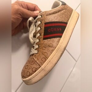 Guess  Tan Sneakers with Red Logo